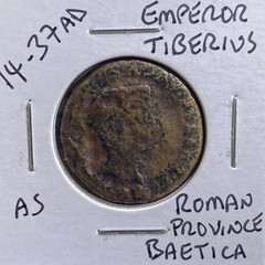 Emperor Tiberius Roman Coin 14-37AD Altar Ancient As Baetica Province Scarce