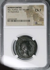 161 NGC Ch F Marcus Aurelius Dupondius Concordia Roman Empire Historic 24082701D