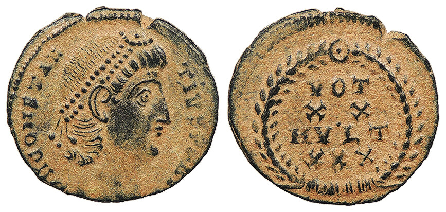 Constantius II 337-361 A.D. AE4 Near EF VOT/XX/MVLT/XXX #AC84083