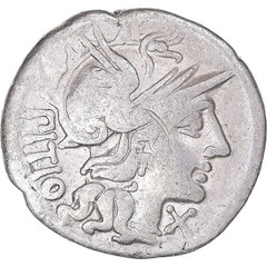 [#1170754] Coin, Sempronia, Denarius, 148 BC, Rome, VF(30-35), Silver, Crawford:
