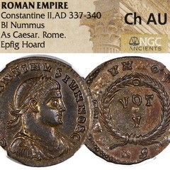 Constantine II Epfig Hoard RAR RIC unlisted NGC Choice AU! Rome Mint Nummus Coin
