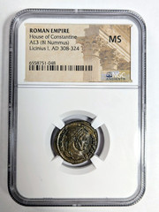 Licinius I Roman Empire AE3 Nummus NGC MS Ancient Victory Two Captives Slaves
