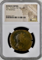 Large Emperor Marcus Aurelius Sestertius 161-180AD NGC Genuine Roman Coin