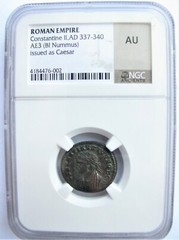 NGC AU, Constantine II as Caesar, AE 3, Cyzicus Mint, Campgate