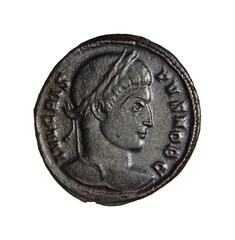 Certified Authentic Roman Coin Crispus, as Caesar, Æ Nummus. Treveri PTR VOT