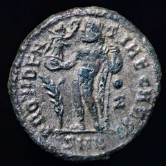 *Lucernae* Constantine II Follis PROVIDENTIAE CAESS, Jupiter Nicomedia 317 AD.