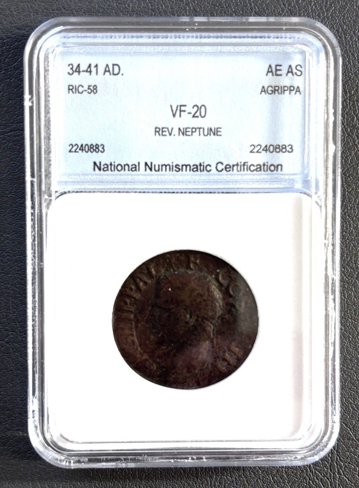 Agrippa AE As 34-41 AD RIC-58 Rev. Neptune