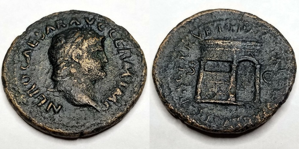 54-68AD Ancient Roman Empire Nero AE As (1/2 Dupondius) Coin – 30mm