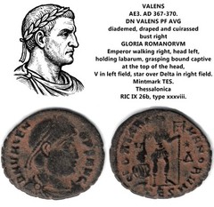 Roman Empire, Valens, bronze Follis, GLORIA ROMANORVM, Thessalonica (021)
