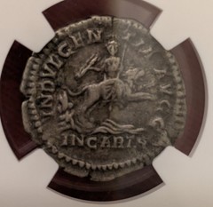 198-217 AD NGC Ch VF Caracalla Roman Empire Silver Denarius Carthage Lion choice