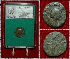 Ancient Roman Empire Coin SALONINA Juno Holding Patera On Reverse Antoninianus