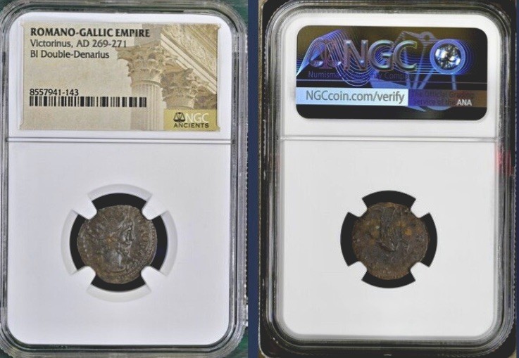 Roman Emperor Victorinus 269AD-271AD NGC Ancient Coin Genuine Double Denarius