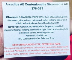 Arcadius AE Centenionalis Nicomedia AD 378-383, GLORIA ROMANORVM, SUPERB OBVERSE