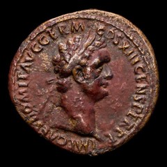 *Lucernae* Domitian (AD 81-96) Æ As MONETA AVGVST S-C aequitas Rome 87 AD