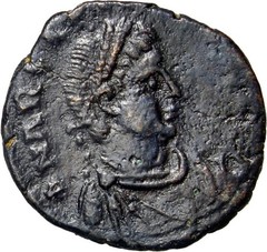 Arcadius Roman Coin AE4 Antioch Victory Captive Tau-Rho Christogram 388 AD VF
