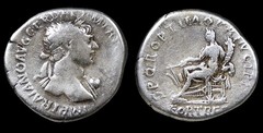 TRAJAN. Fortuna Redux with Cornucopia. FORT RED. Roman Empire Silver denarius