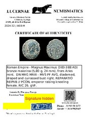*Lucernae* Magnus Maximus Maiorina REPARATIO-REIPVB / PCON Arles 383-88