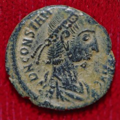 Ancient Roman Empire Coin CONSTANTIUS II Emperor In Military Dress Holding Globe