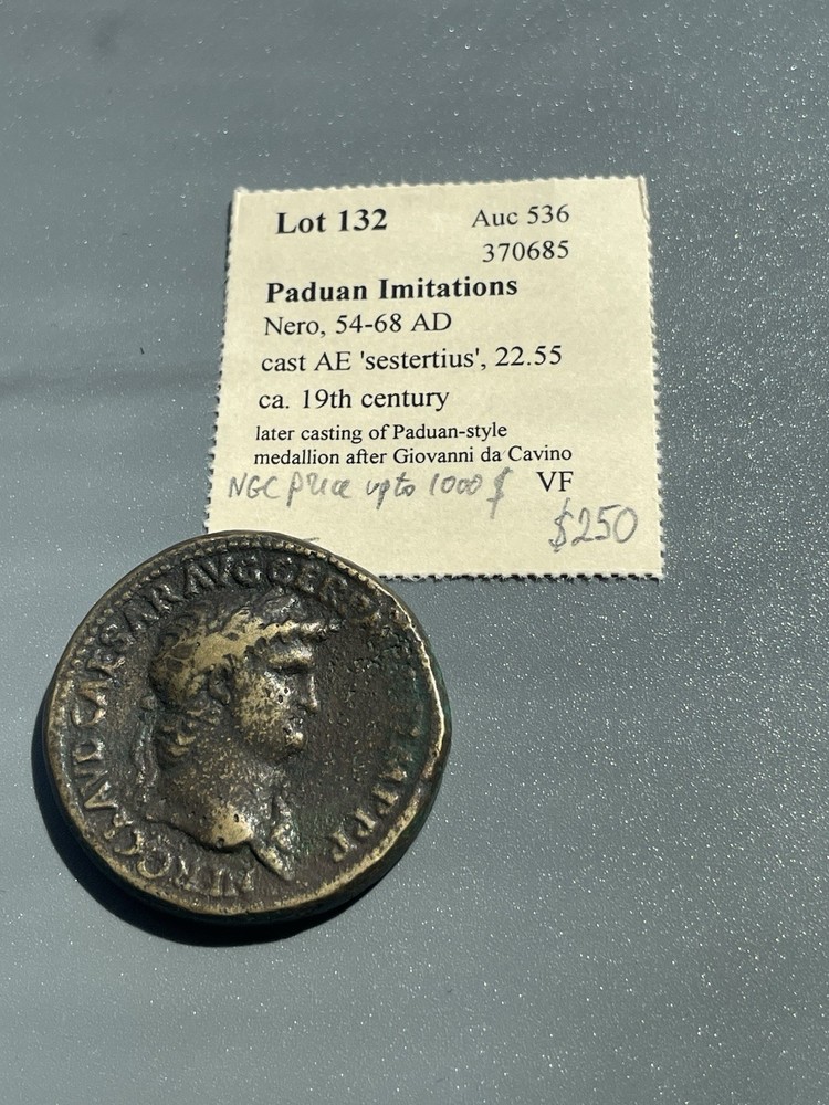 Rare Paduan Nero cast “sestertius” medal after Giovanni Cavino, harbor of Ostia