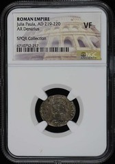 Julia Paula, AD 219-220 ROMAN EMPIRE AR Denarius NGC VF20