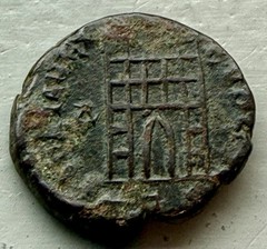 Ancient Roman Coin Camp Gate 383-388AD Theodosius I RARE Authentic