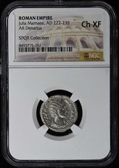 Julia Mamaea, AD 222-235 ROMAN EMPIRE AR Denarius NGC XF45