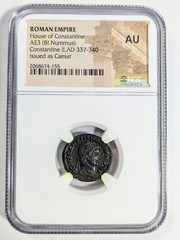 Constantine II Roman Empire Nummus NGC AU Camp Gate Castle Keep Ancient Caesar