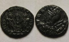 Constantine Rare ancient Roman coin VRBS ROMA Legion soldiers spears standard