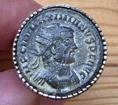 Genuine Ancient Roman Coin Emperor Maximianus 925 Silver Ring Sz 9.75 with COA