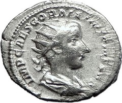 GORDIAN III 240AD Rome Authentic Original Ancient Silver Roman Coin Altar i59040