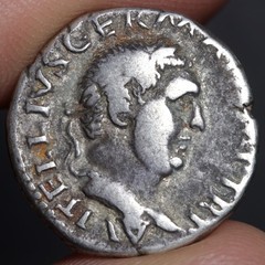 Emperor Vitellius Denarius Ancient Roman Empire Silver Coin 69AD Cabinet Toning