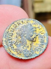Aurelian AE Gilded Denarius Rome AD 275, VICTORIA AVG, GOLD PLATED, VERY RARE!