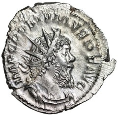 Postumus AR Antoninianus “Sol Walking, Whip” Choice Extremely Fine