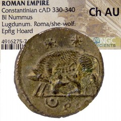SHE WOLF suckling Twins Romulus. Epfig Hoard RARE RIC R2 NGC Certified CHOICE AU