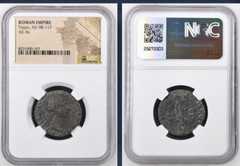 Emperor Trajan Ancient Roman Coin 98AD-117AD NGC Genuine Certified As Rome