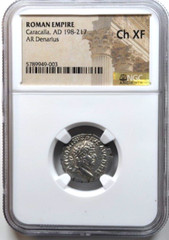 CARACALLA, AD 198-217, AR DENARIUS, NGC CERTIFIED,—107—