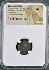 She-Wolf Twins Constantinian NGC AU Roman Empire Nummus Child Remus Romulus Roma