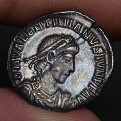 Valentinian II Siliqua Ancient Roman Empire Silver Coin 378AD Victory Toned XF