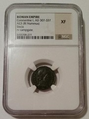 Roman Empire Constantine I The Great AD 307-337 AE3 BI Nummus Siscia XF NGC