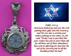 Widows Mite Pendant .925 Silver Holy Land Artifact 2.6 grams No Chain COA 13
