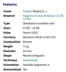 Goddess Fortuna Roman Provincial 27BC-14AD Reign of Augustus Neptune Coin Scarce