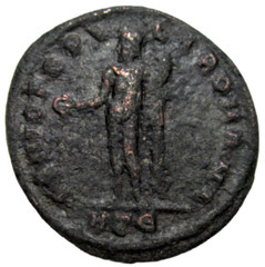 GALERIUS AS CAESAR, 293-305 AD. BRONZE FOLLIS, HERACLEA MINT. GENIUS REVERSE.