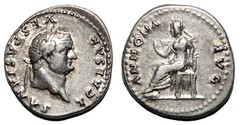 *AET* TITUS AR Denarius. Almost EF/EF-. The annona.