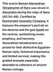Emperor Nero Alexandria Egypt Graded Roman Tetradrachm 54-68AD NGC Graded Apollo