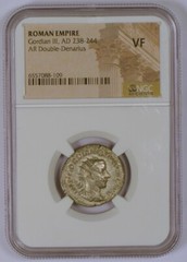 Roman Empire AD 238-244 Silver AR Double Denarius for Gordian III NGC Graded VF