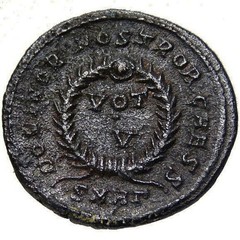 Constantine II/VOT V Wreath RARE Unlisted in RIC Heraclea mint Roman Empire Coin