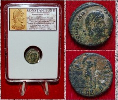Ancient Roman Empire Coin CONSTANTIUS II Emperor In Military Dress Holding Globe