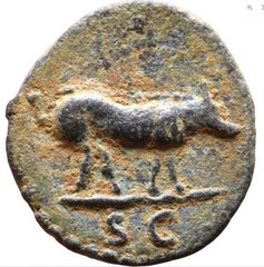 TRAJAN 98-117 AD Bronze Quadrans Ancient Roman Coin Heracles/Boar 12mm 1.34g