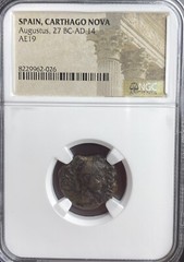 Carthage Nova Very Rare NGC Genuine 27BC-14AD Emperor Augustus Coin King Ptolemy