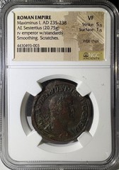 Roman Maximinus I AD 235-238 AE Sestertius 20.75g NGC VF – Edge Chips (003)